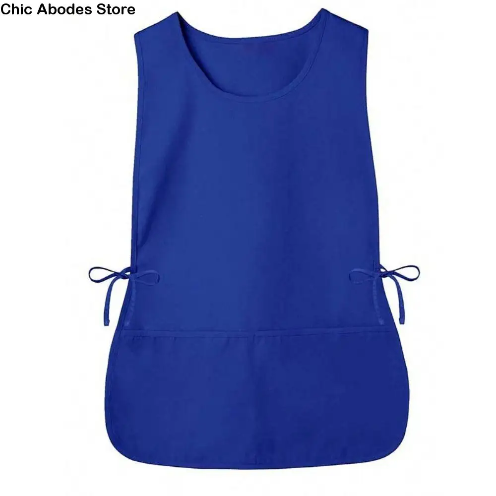 أداة تنظيف موحدة سترة مريلة بوليستر مع جيب لتصفيف الشعر عباءة بلون سادة قميص إعلاني مريح للنساء #1