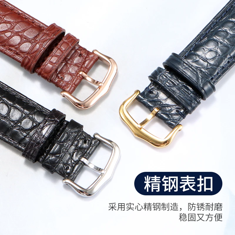 متوافق مع حزام ساعة جلد التمساح للرجال كارتييه تانك لندن وساعات روندا سولو من الجلد الطبيعي للنساء
