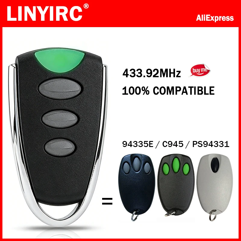 For HOMENTRY PS94331 / 94335E / MERLIN C945 Garage Door Remote Control 433.92MHz Rolling Code Garage Door Opener Transmitter