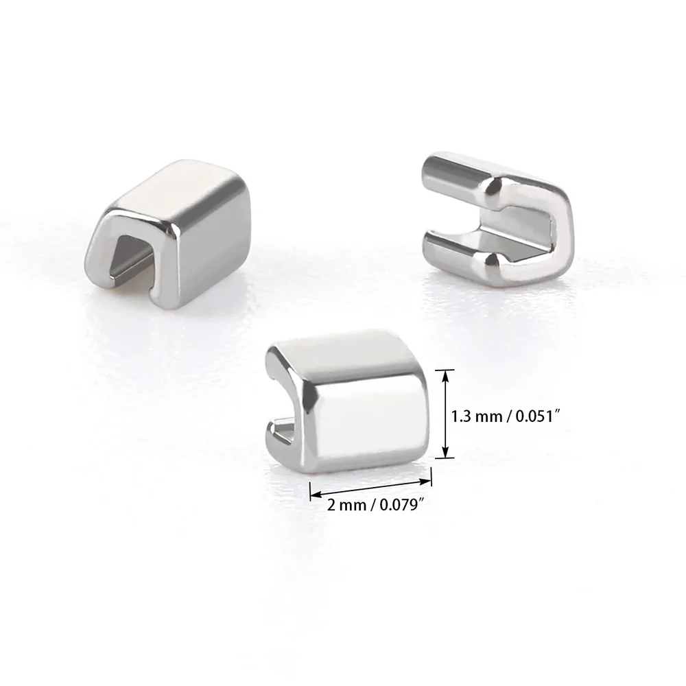 AZDENT 5 Packungen zahnärztliche kieferorthopädische Crimp-Haken, Größe lang, kurzer Anschlag, 10 Stück/Packung, Edelstahl, befestigt am Bogen – Detail 2