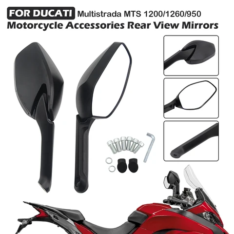Черные зеркала заднего вида для Ducati Multistrada MTS 1200 1260 950 S 2015-2017, аксессуары для мотоциклов, зеркала заднего вида