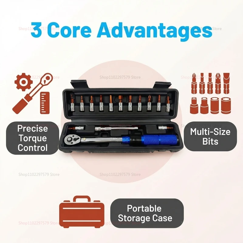 

Набор из 15 предметов: Велосипедный динамометрический ключ 1/4 дюйма, регулируемый 2-24 Нм, набор шестигранных ключей для обслуживания, ремонта и сборки велосипедов