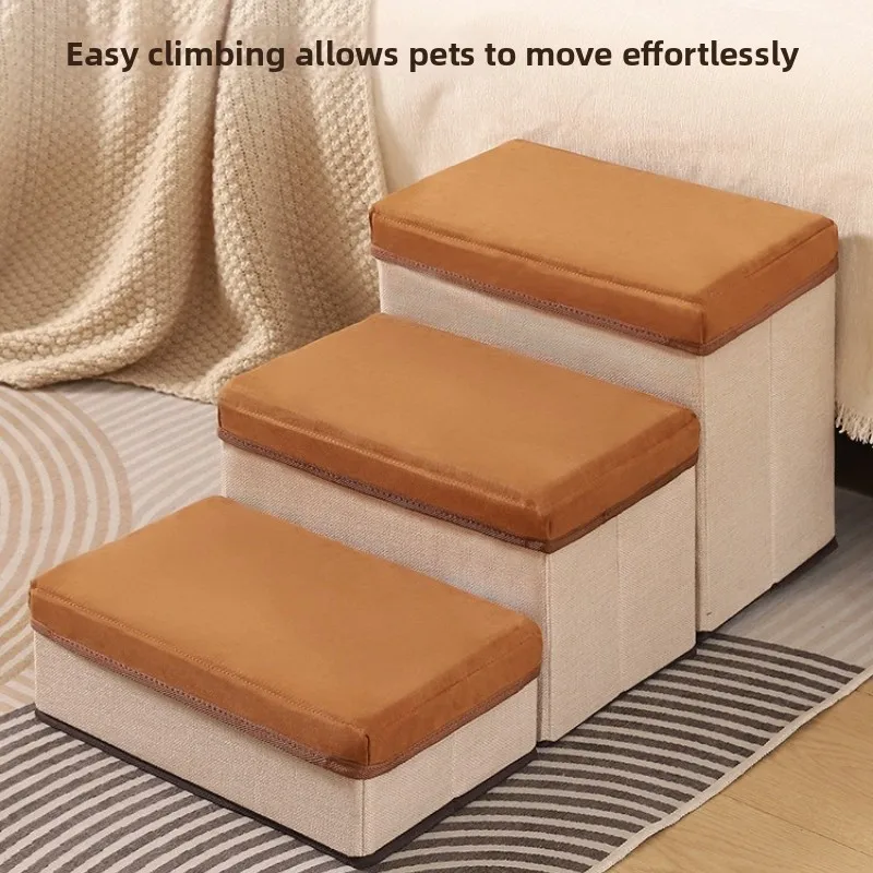 

Pet Stairs Dogs Climbing Stairs Indoor Pet Staircase Foldable Zipper Storage Anti Slip Cat Dog Sofa Ladder Indoor Pet Staircase