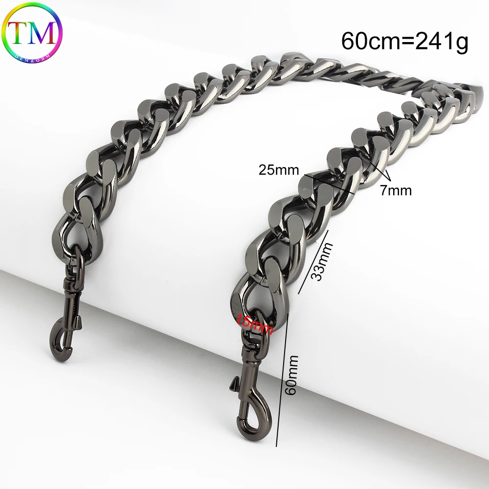 1-4PCS 30-45-60-100cm 25mm Metal Aluminum Thick Bag Chains For Chain Charm Shoulder Bags Wallet Handle Handbag Strap Accessories