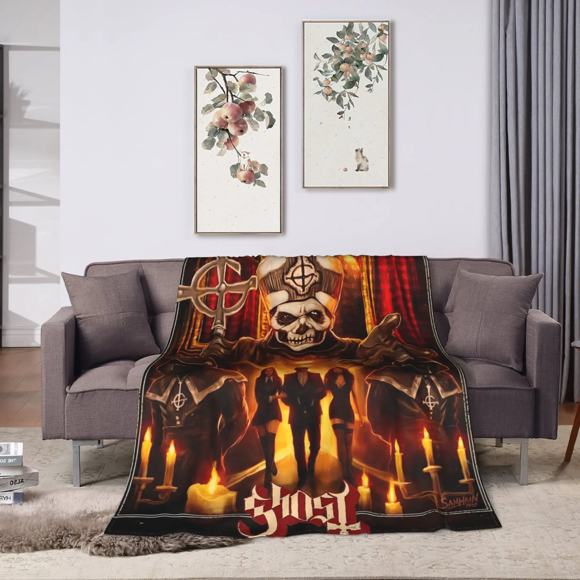 Vintage ghost  Band MUSIC Flannel Blankets  Warm Throw Blanket for Home Decor Travel Office Fashion Bedspread Sofa Bed Cover