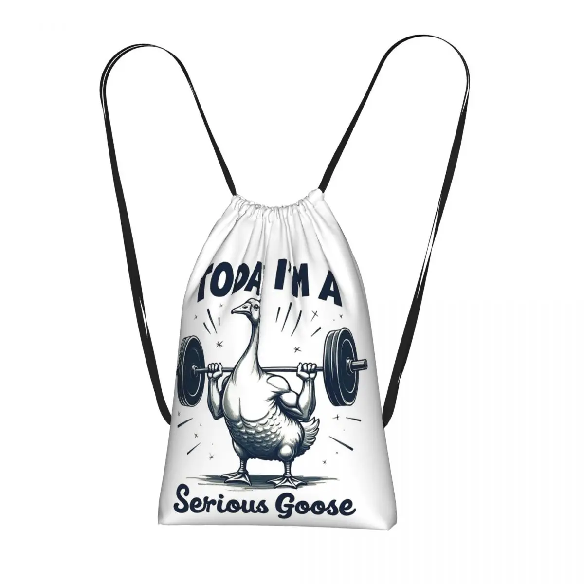 Sac à dos de sport et de voyage à cordon de serrage, style mode, avec motif 'Today I'm A Serious Goose', pour la gym, le musculation, les livres et les étudiants