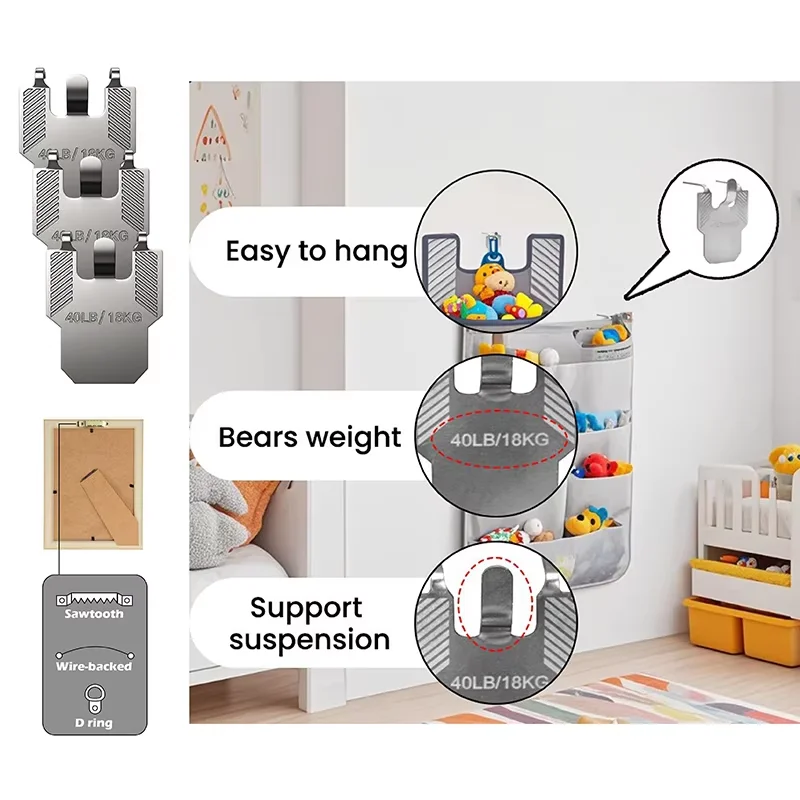 Claw Drywall Picture Hanger Wall Hooks for Hanging Picture Mirror Photo Poster Kit for Room Office Decor Easy Tool Free Nail view 2