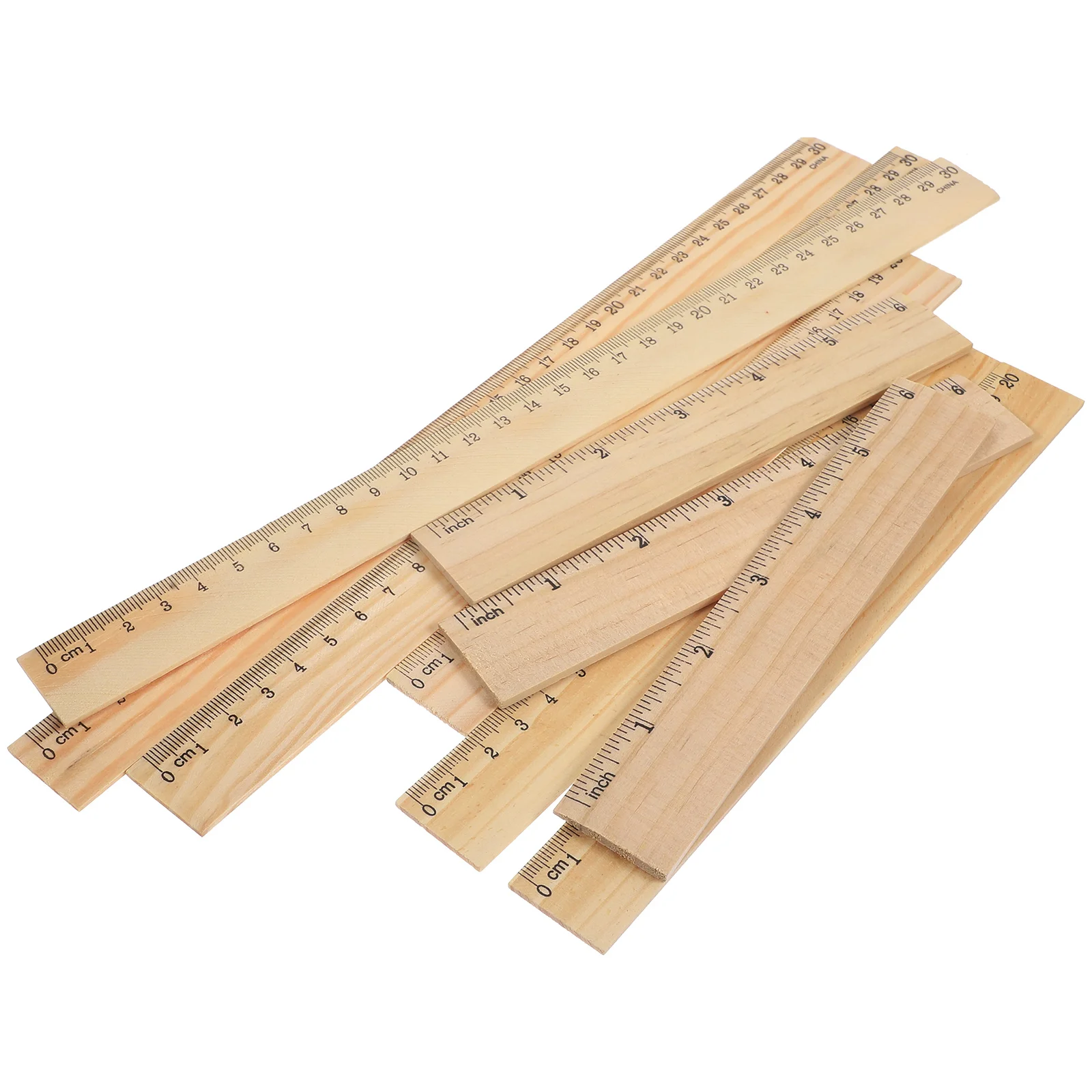 9 Pcs Ruler Wooden Drawing Aesthetic Double Sided Architect Scale Office Measuring Rulers