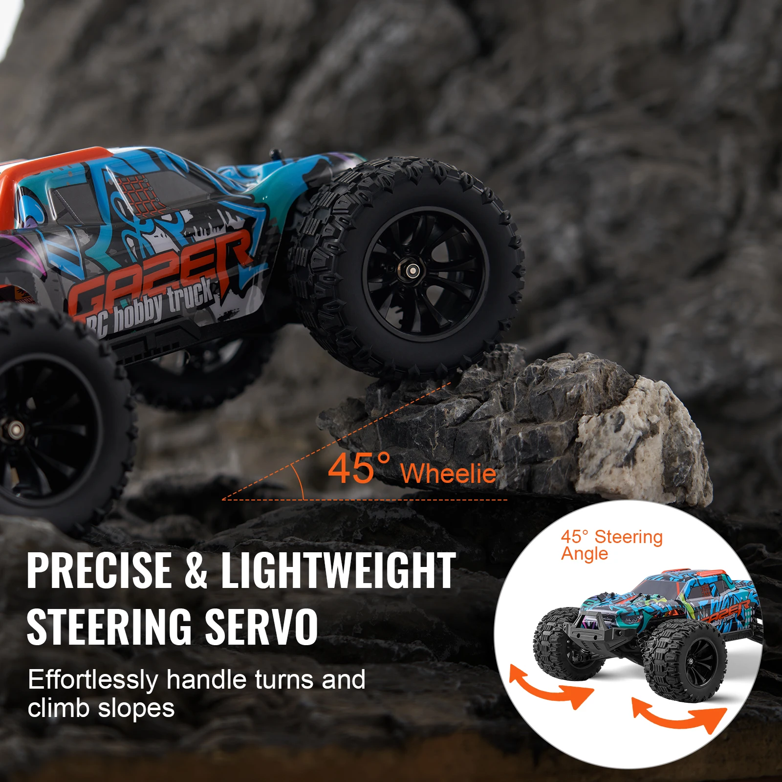 VEVOR Ferngesteuertes Auto, Maßstab 1:14, RC-Auto, All-Terrain-4WD-Offroad-Truck mit 45° Wheelie & einstellbarer Geschwindigkeit, 42 km/h-RC-Spielzeugauto, Ideal für Kinder ab 8 Jahren