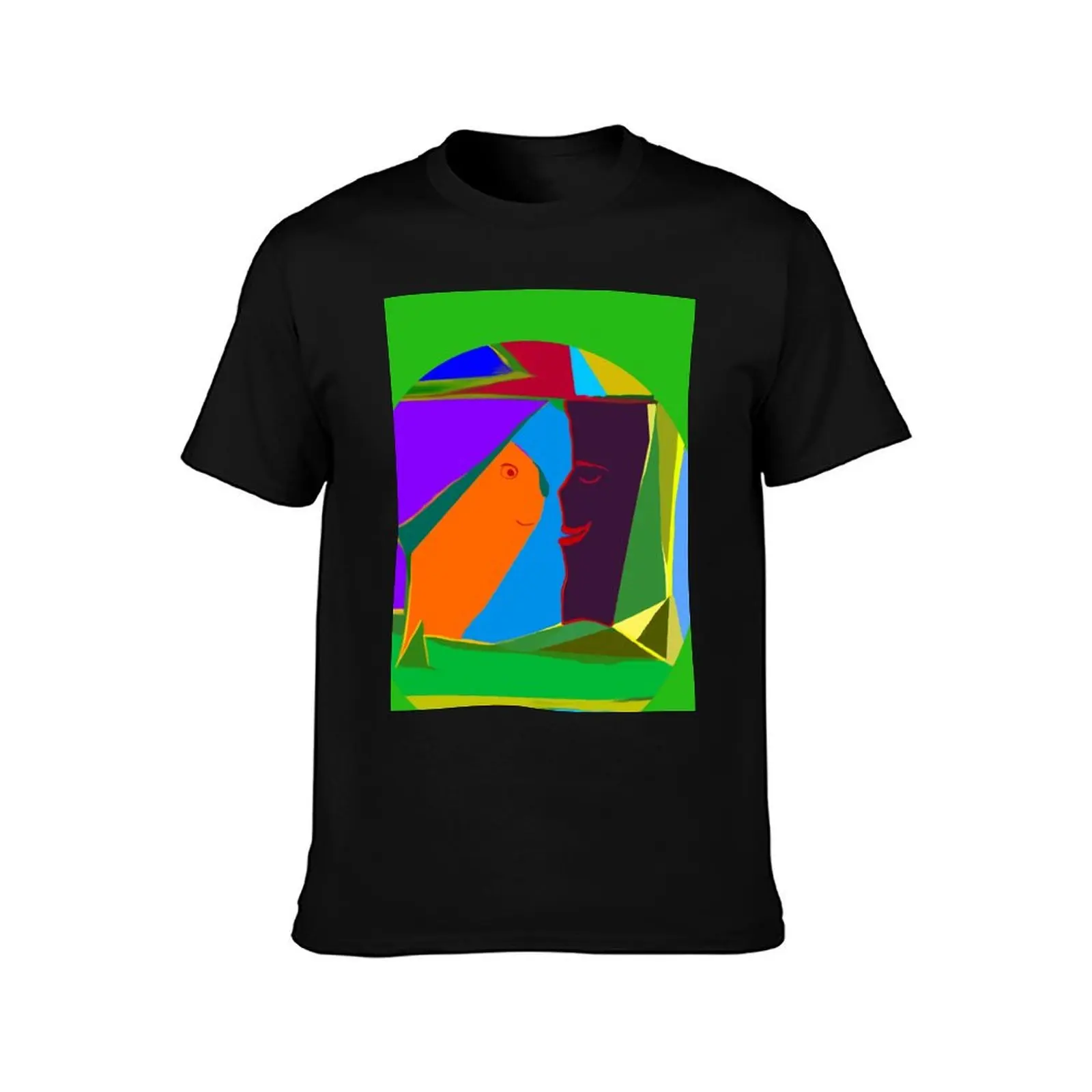 friends at the window T-Shirt Summer Casual Cotton Tee Oversized Streetwear Tops Vintage Graphic Print Unisex Men Women