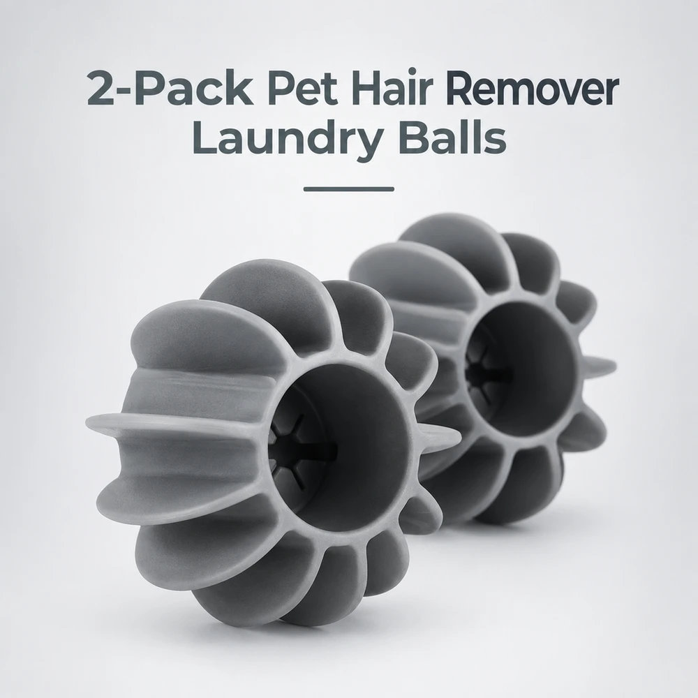 2 Pack Grey Large Laundry Ball Reusable Pet Fur Remover Anti Tangle Clothing Care Hand Wash Accessory