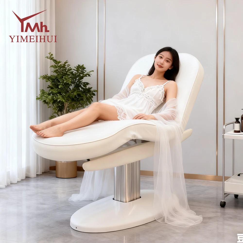 White Esthetician Therapy Treatment Saloon Chairs Salon Furniture Beauty Lash Facial Electric 3 Motor Massage Tables