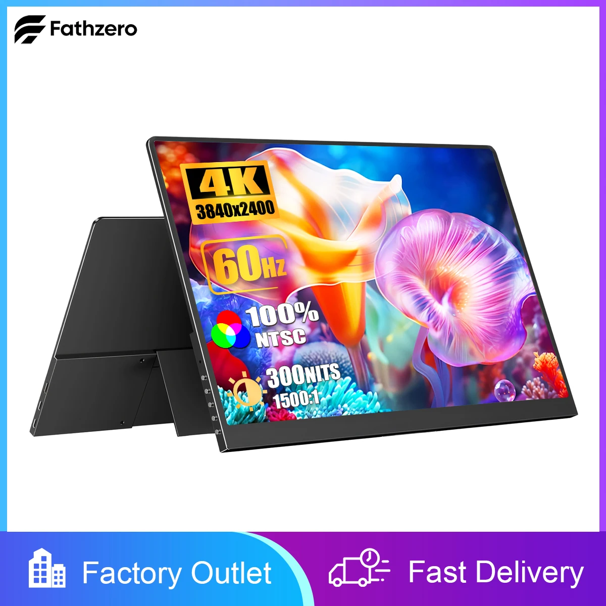 15.6Inch 4K UHD Portable Monitor 3840x2400 60Hz IPS Gaming Display USBC HDMI VESA for Laptop Phone PS5 PC External Second Screen
