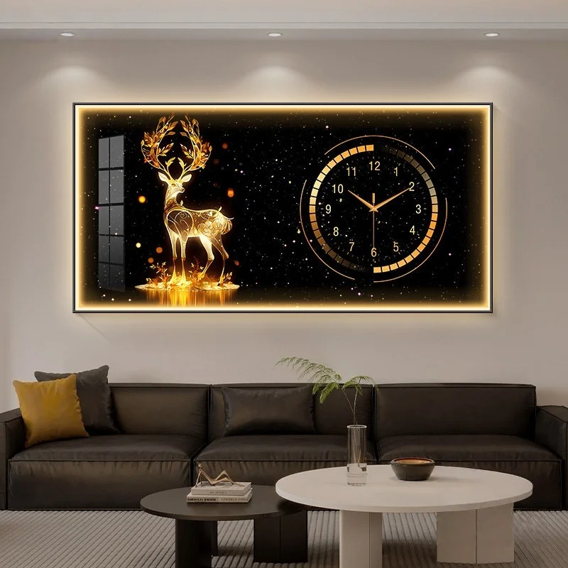 

Скандинавские роскошные настенные часы для гостиной, домашнего декора, ресторана, креативные декоративные часы с картиной, бесшумные настенные часы.