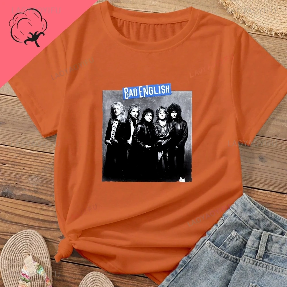 Retro New Style Bad English Rock Band Men's and Women's Universal Shirt with Pattern, Pure Cotton T-shirt #2