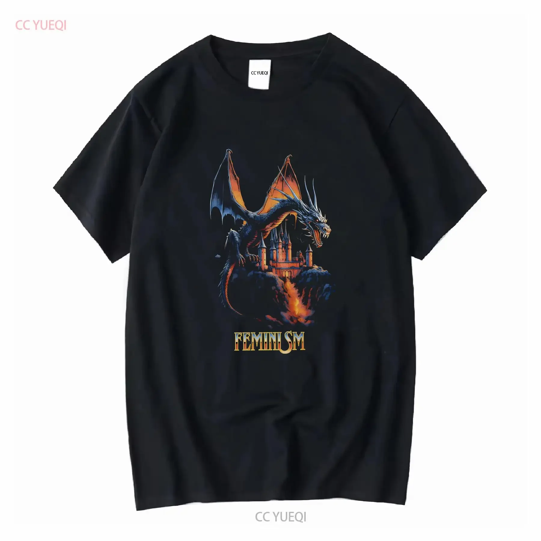 

Футболка Feminism Dragon Fantasy в тренде с длинными или короткими рукавами, винтажная стираная слегка дизайнерская одежда, универсальная домашняя одежда