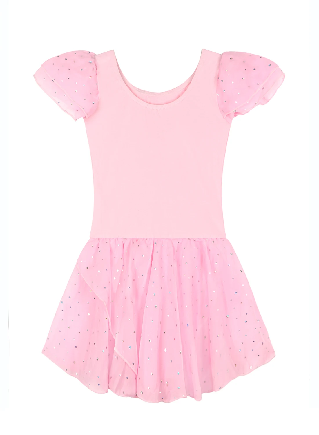 Glitzer-Trikots für Mädchen für Ballett, Tanzkleid mit Tutu-Rock, Rüschenärmel, Ballett-Trikot, Performance-Kleidung – Detail 6