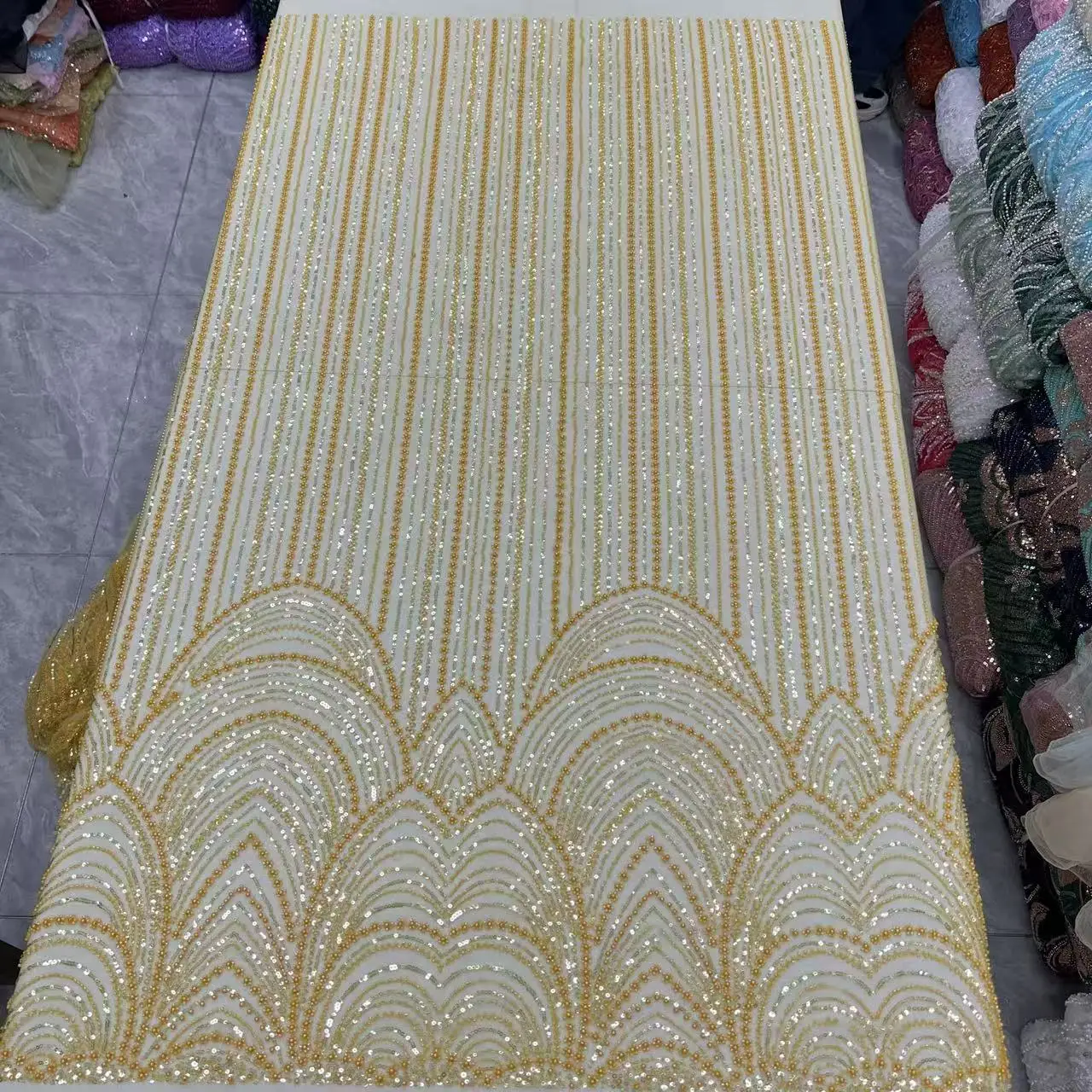 

Nigerian Pink Lace Fabrics Fashion Women African Tulle Lace Luxury Handmade Beaded Sequins Fabrics French For Wedding 5 Yards
