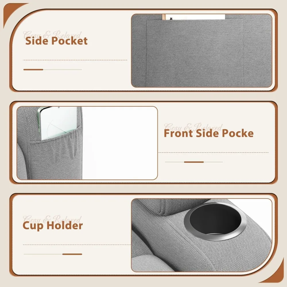 Ergonomic Swivel Rocker Recliner with Vibration Massage for Adults - 360° Rotation Lounge Chair