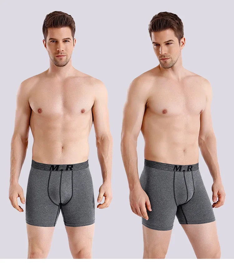 Cotton Men’s Underwear, Lengthened Anti-Wear Leg, Comfortable Sports Square Horn Boxer Shorts, Long Leg Pants for Men