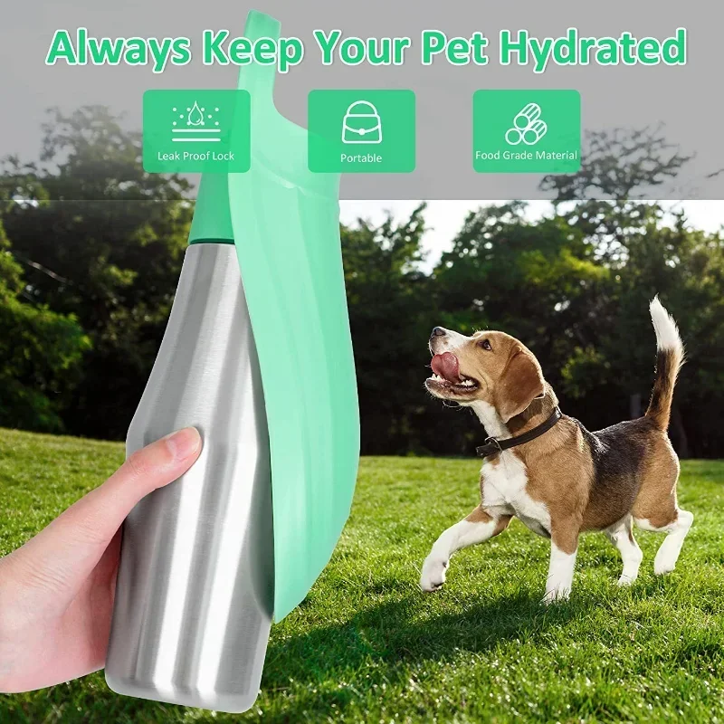 Large Dog Water Bottle Stainless Steel Outdoor Portable Dog Water Bowl Puppy Travel Water Basin Pet Supplies for All Dogs Breeds