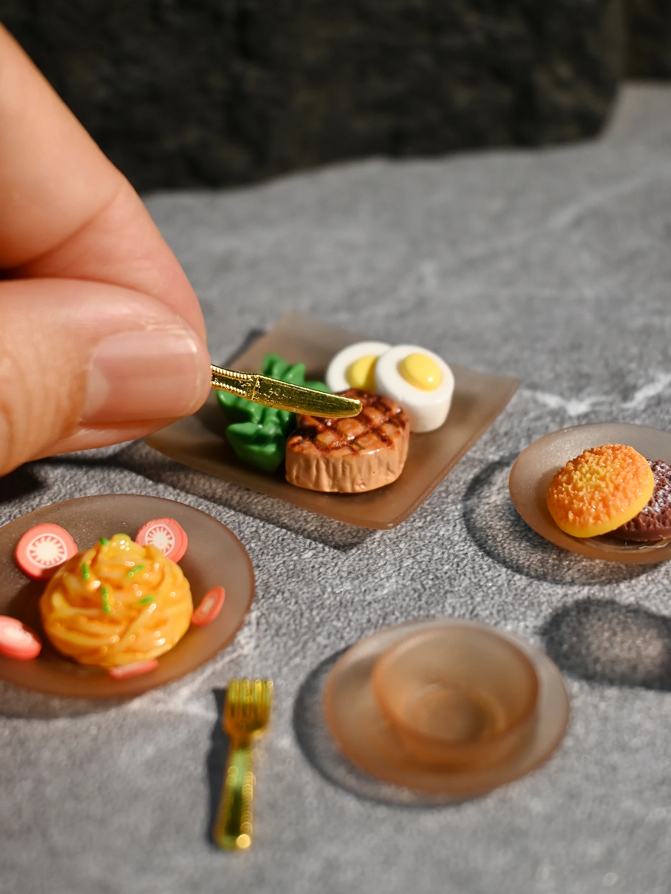 Set de carne en miniatura, Set de pasta en miniatura, Combo de carne y pasta en miniatura, Accesorios de decoración para casa de muñecas, Juguetes de comida en miniatura, Accesorios de fotografía, Adornos de paisaje en miniatura, Decoración en miniatura, 