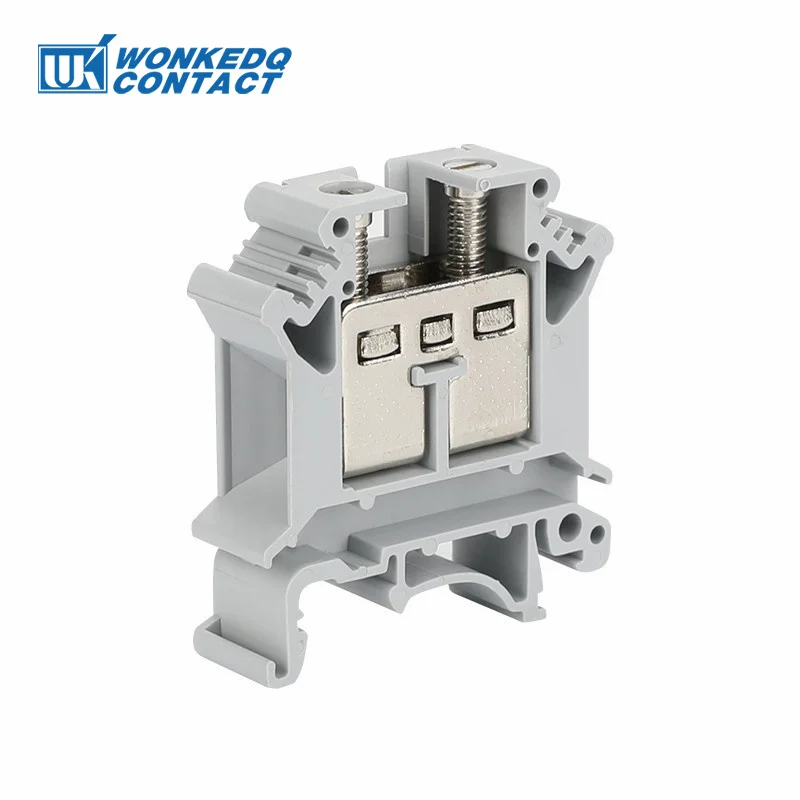5Pcs UIK-16 DIN Rail Terminal Block Screw Installation, 16mm² Wire Electrical Connector, Universal Feed-through Strip Plug UIK16
