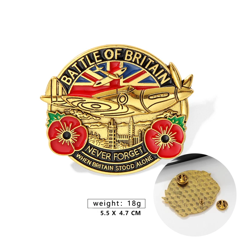 Battle of Britain Commemorative Brooch Pins Remember Memorial Day Gifts Lest We Forget  Lapel Badge for Women Men