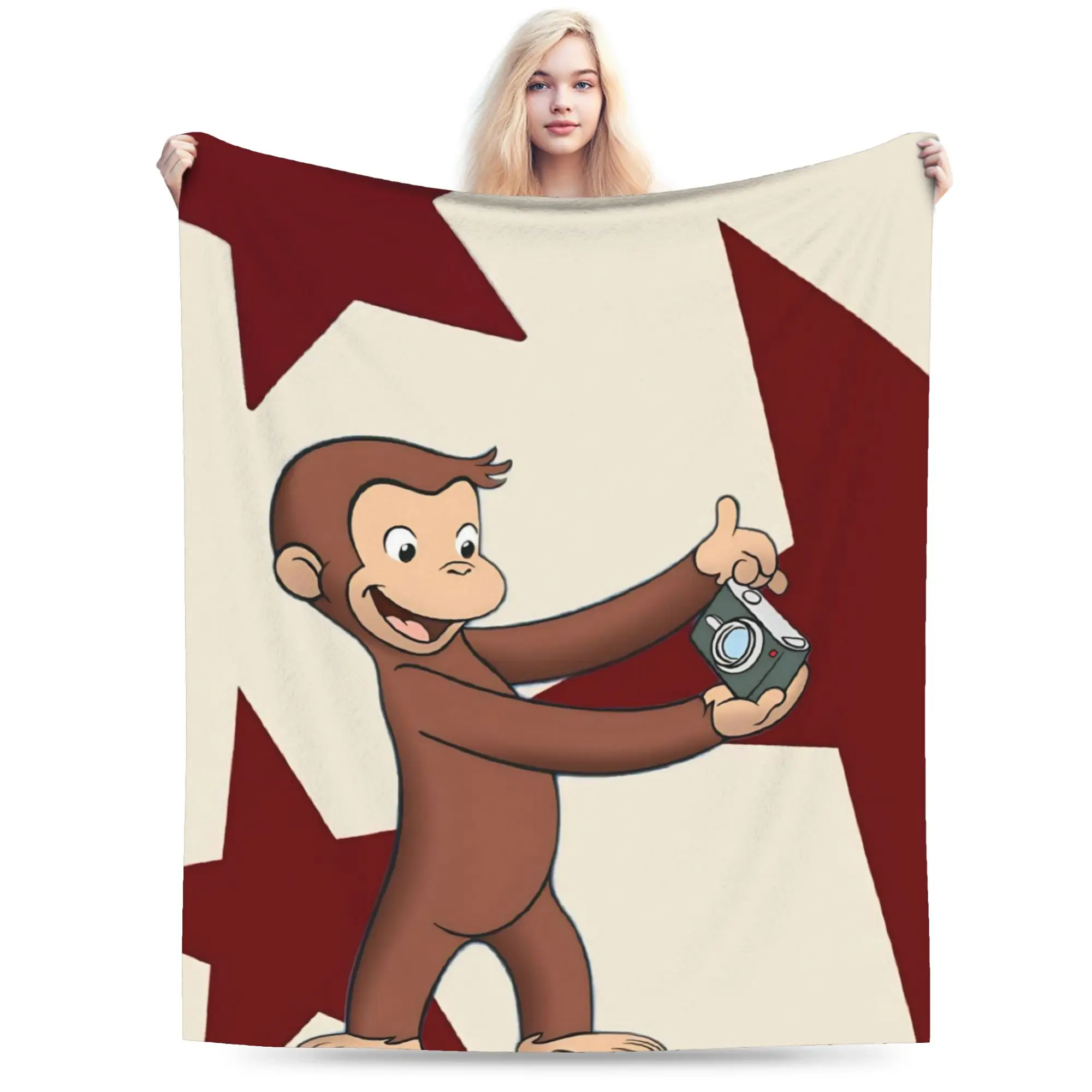 Curious George African Monkey Accessories Blanket Super Soft Warm  Throw Blankets for Sofa 50x60 Inches Multiple Sizes Bedspread