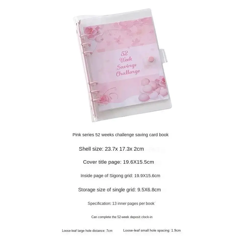A5 Savings Challenge Binder Sakura Style PVC 52 Weeks Envelope Binder Exquisite Reusable Notebook Binder Couple