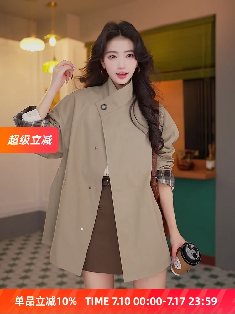 

Coats For Women Women'S Trench Adjustable Folding Modest Handsome Ribbed Raincoats Button-Up Year Trim Washed Shaped Roupas