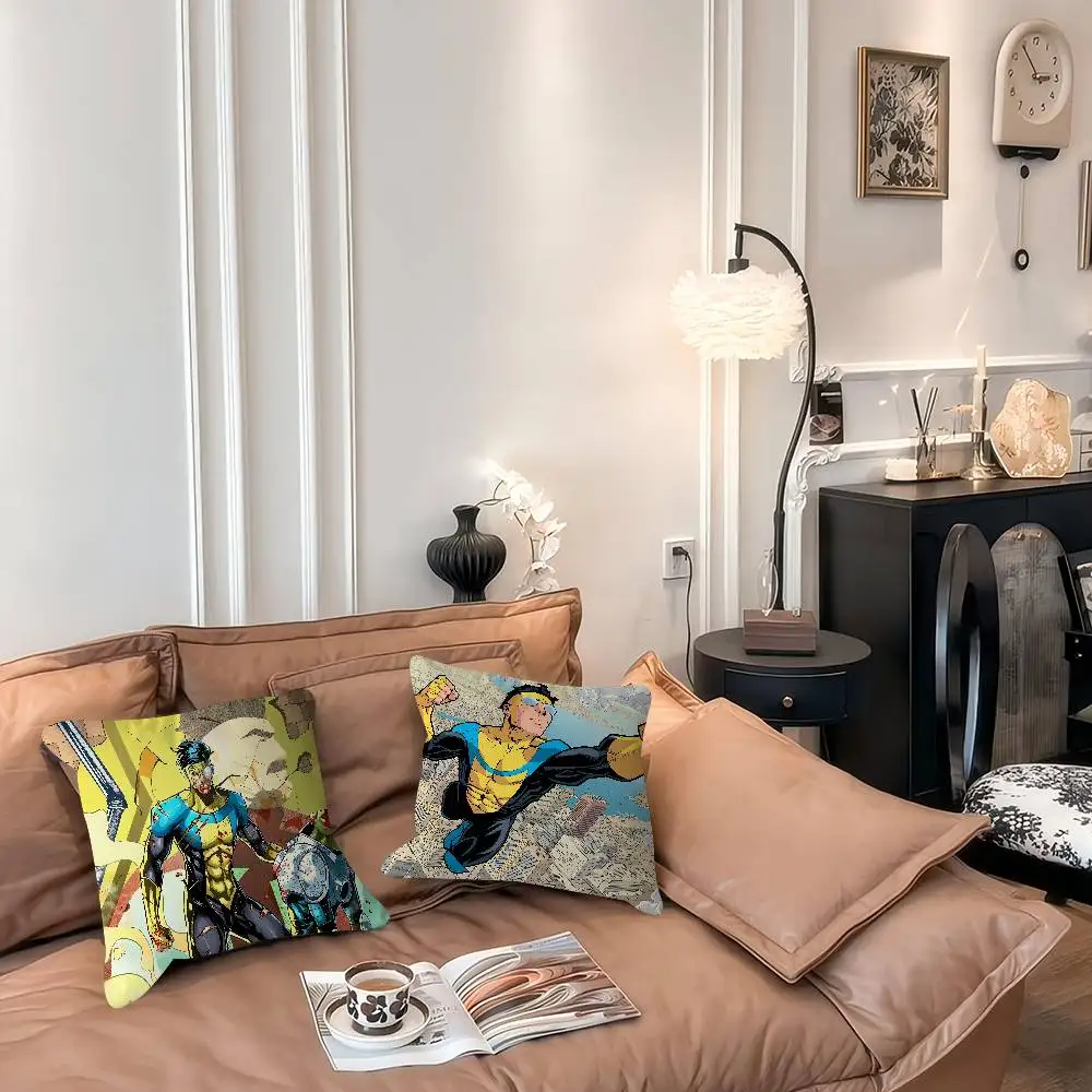 

Cartoon I-Invincible Maple Design Cushion Cover Happy Autumn Harvest Decor Holiday Decorati Pillow Cover