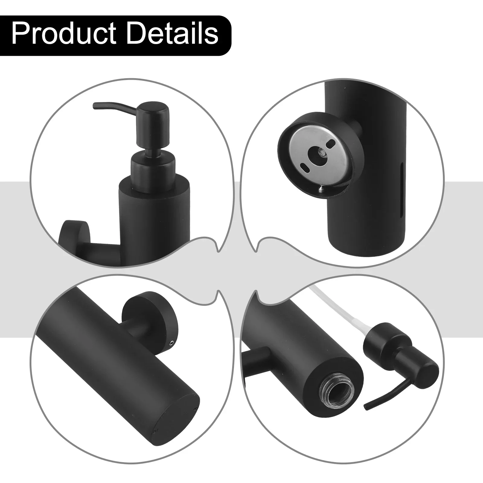 

Bathroom Soap Dispenser Stylish Soap Dispenser Large Capacity Unique Nozzle Design Versatile Use Black And Silver Options