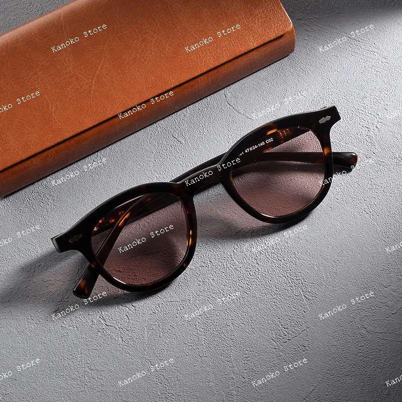 Montura de anteojos vintage hecha a mano con montura para miopía para hombres, cara grande, gafas de sol con montura negra
