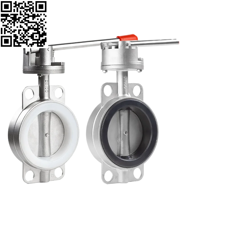 304 Stainless Steel Wafer Butterfly Valve D71x Handle Soft Seal Manual Turbine Valve Dn50