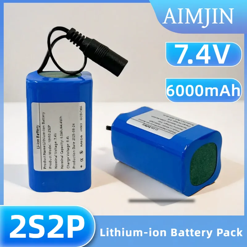 

18650 Li-ion Battery 7.4V 6000mAh 2S2P Rechargeable Battery Pack for Remote Control Fish Finder Fishing Boat Spare Accessories