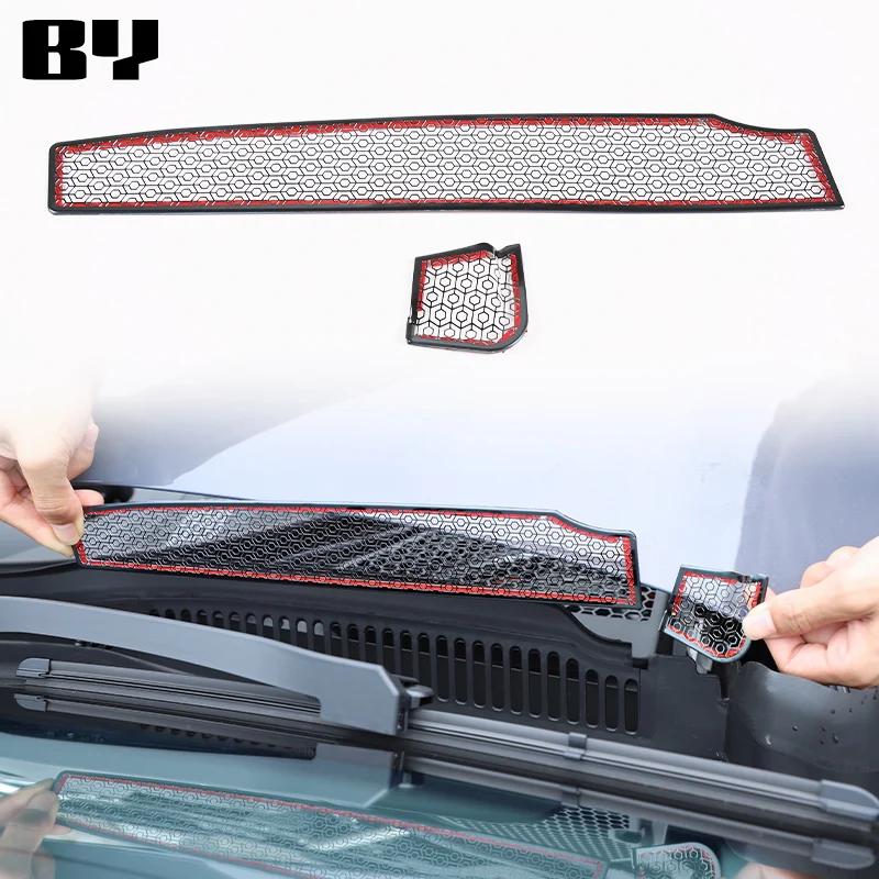 

For BMW 5 Series G60 2024 Stainless Steel Black Car Hood Drain Anti Blocking Mesh Cover Car Accessories