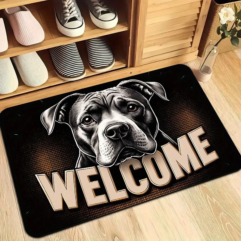 VIKAMA Retro Street Style Pit Bull Dog Doormat 3D Print Non‑Slip Floor Rug Wear‑Resistant Front Door Home Decoration