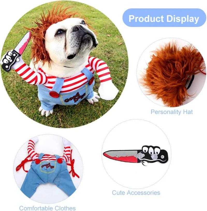 Deadly Doll Dog Costumes Cute Pet Cosplay Funny Costume Clothes for Puppy Medium Large Dogs Halloween Dress-up Party