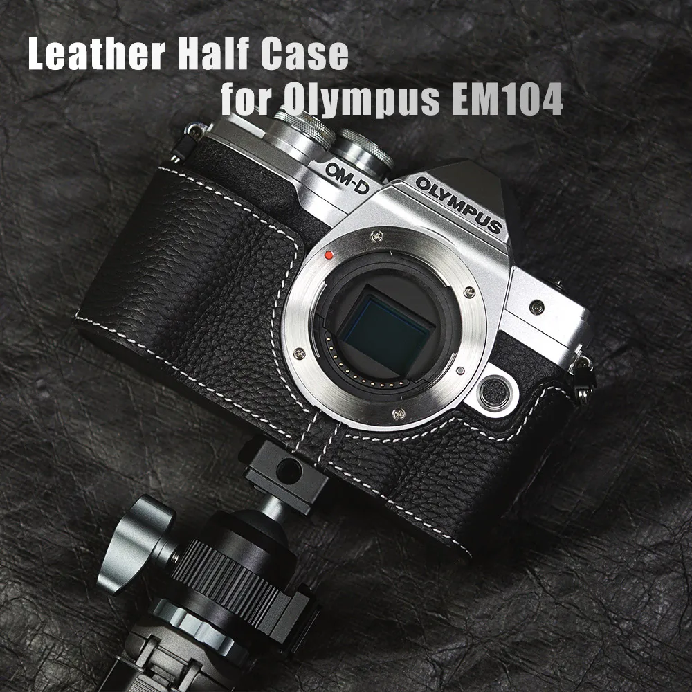 EM104 กรณี Handmade ครึ่งกรณีกล้องหนังครึ่งกรณีหนังสําหรับ Olympus OM-D E-M10 Mark IV หนังสายคล้องกล้อง