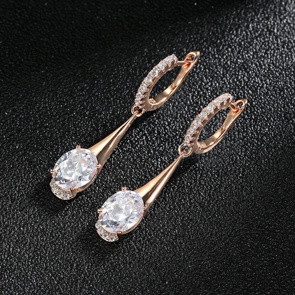 Copper Luxury Green Crystal Drop Earrings Metal Gold Color Drop Pendant Ear Rings for Woman Girl Best Gift Aesthetic Jewelry image 5
