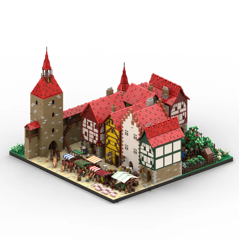 Moc ビルディングブリック タウン＆マーケットシリーズ モデルテクノロジー モジュラーブロック 中世の城 ギフト クリスマスおもちゃ DIY セット 組み立て