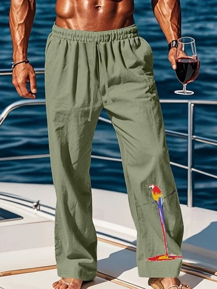 New Men's Outdoor Beach Pants Spring/Fall Season Breathable, Loose-Fit, Comfortable Wide-Leg Pants Drawstring Casual Pants