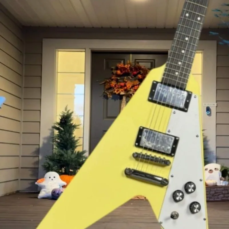 Yellow VOP Electric Guitar Dual HH Hardtail Bridge Excellent Stable Intonation Silver Hardware Hard Rock Heavy Metal Punk