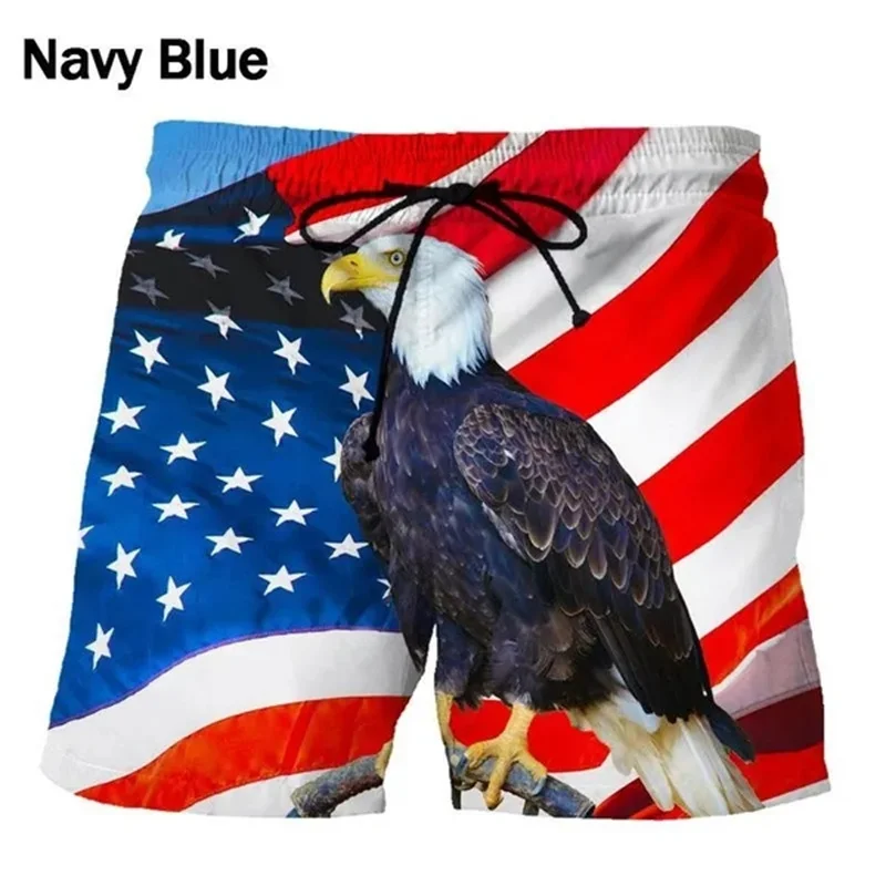 Pantalones cortos de playa con emblema de bandera de águila americana para hombre, 3D Bañador con estampado, bañadores de verano, Shorts de hielo, 2023