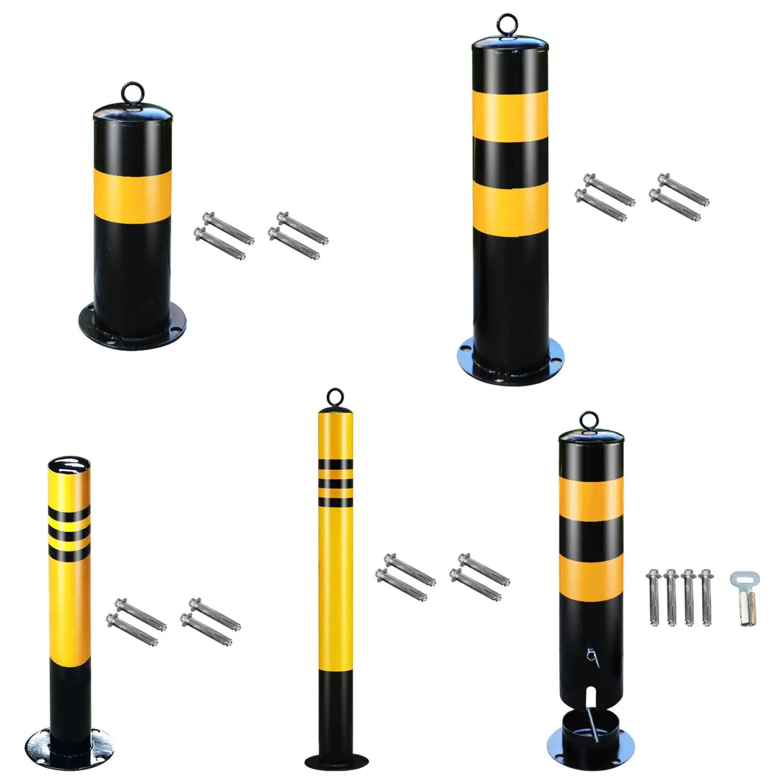 Parksperre aus Stahlrohr, Pollerpfosten, Auffahrt, Sicherheitspfosten, Verkehrswarnsäule mit 4 Schrauben