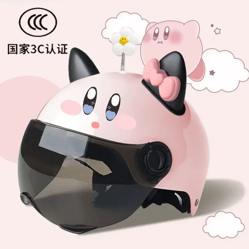 Star Kirby Cat Ear Flower 3C Certified Electric Vehicle Helmet Male Lady Cute Cartoon Half Helmet Adult Summer Half Helmet