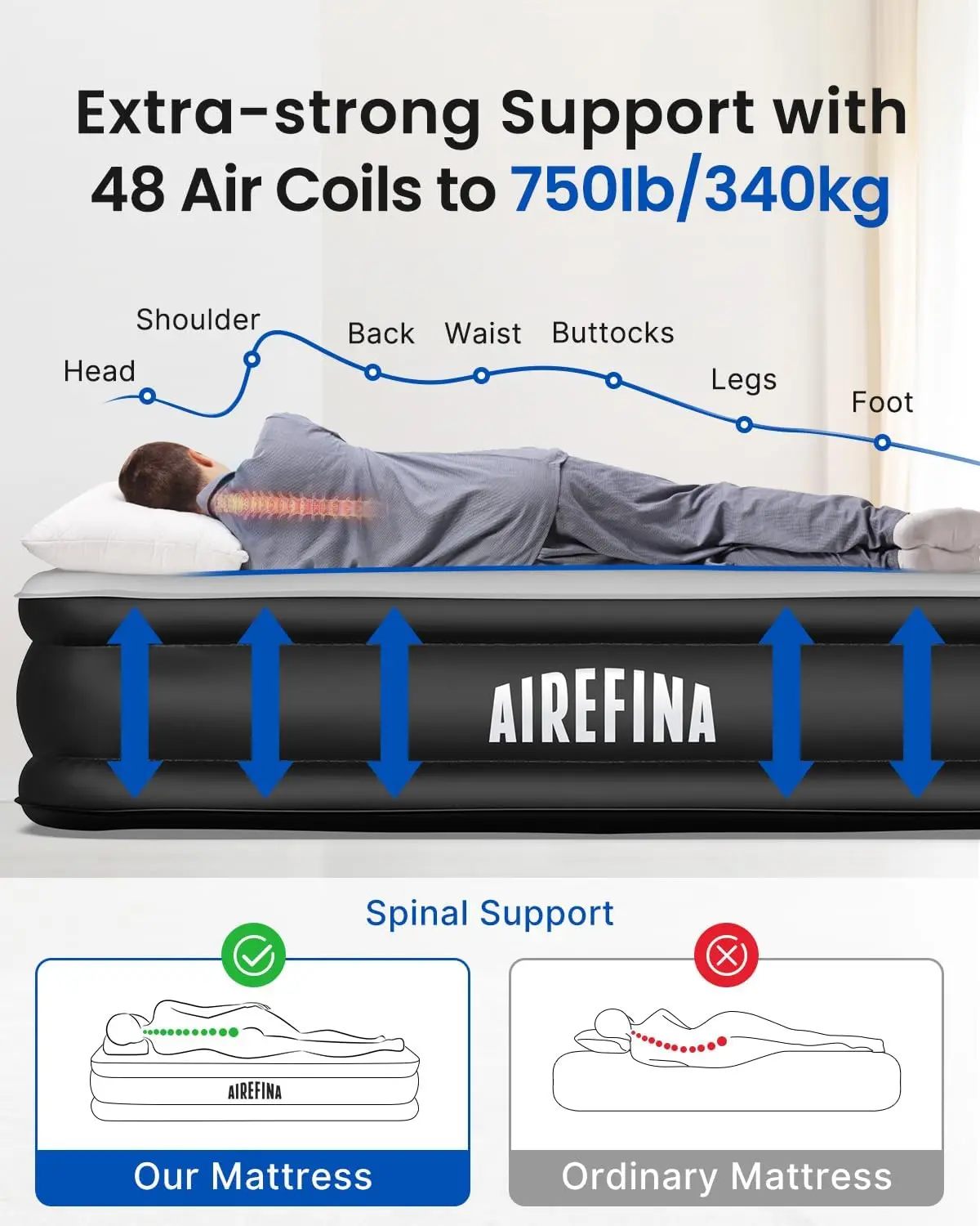 King Size Air Mattress With Built in Pump Raised, 18