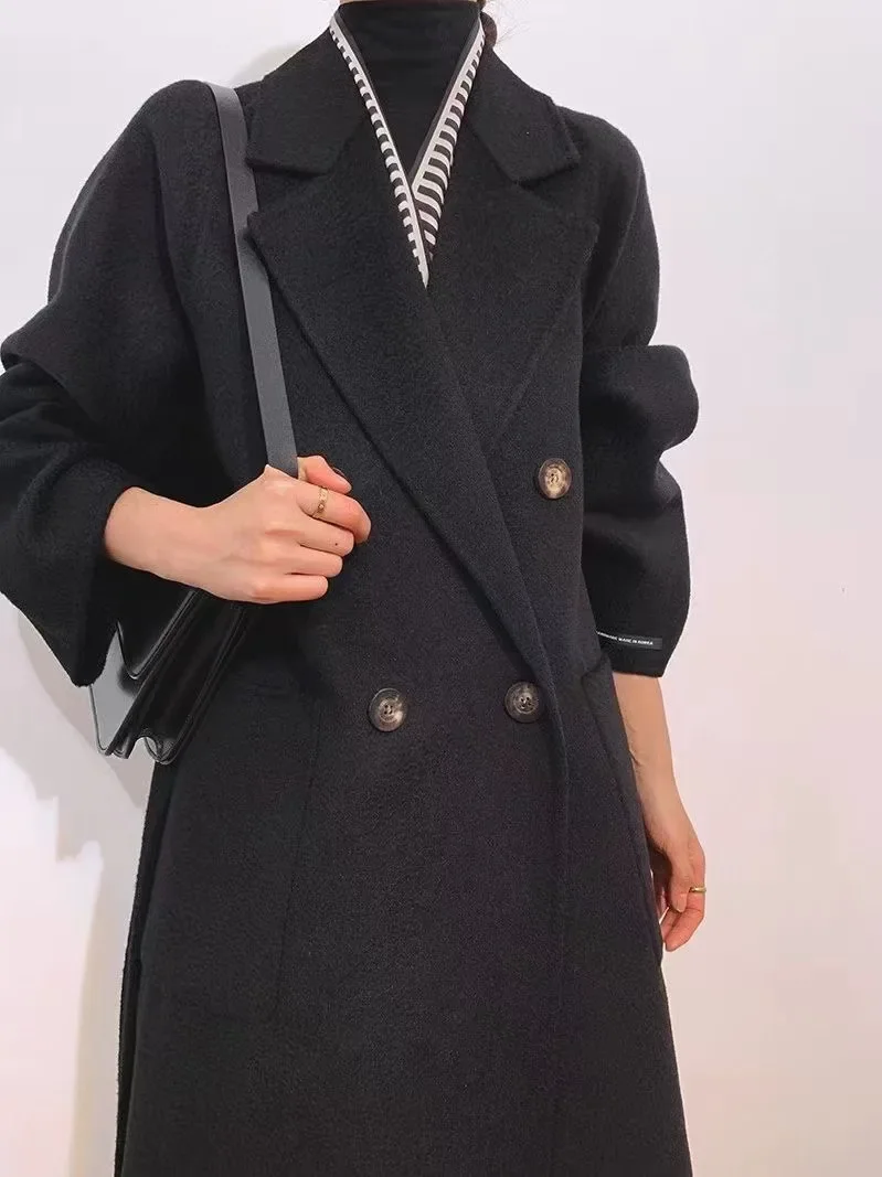 2022 Fabbrica personalizzata OEM ODM Cappotto di lana da donna Collo in pelliccia sintetica Giacche di lana di cashmere da donna Trench lungo soprabito casual