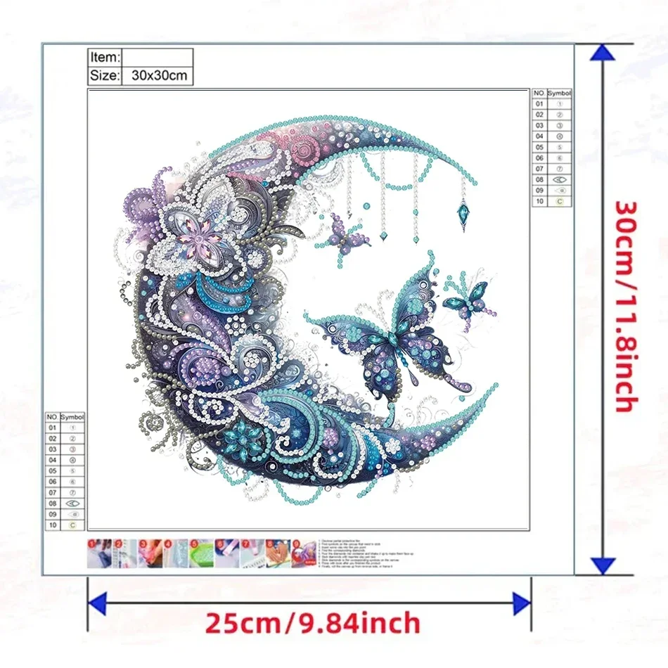 RUOPOTY الماس اللوحة فراشة الجنية القمر التطريز دائرة الماس اللوحة صنع التطريز عدة الحفر جدار الفن #4